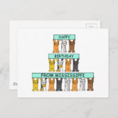 ミシシッピの猫たちのハッピーバースデー ポストカード (正面/裏面)