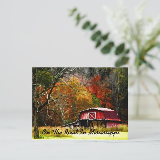 ミシシッピの道沿いの古い納屋 ポストカード (スタンド正面)