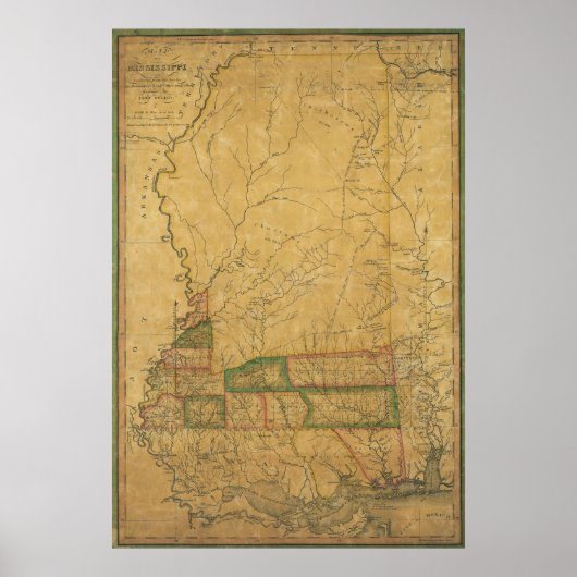 ミシシッピの1820年の地図 ポスター (正面)