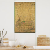 ミシシッピの1820年の地図 ポスター (キッチン)