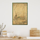ミシシッピの1820年初期の地図 ポスター (キッチン)