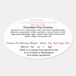 ミシシッピコテージ食品法ラベルファーマーズマーケット 楕円形シール