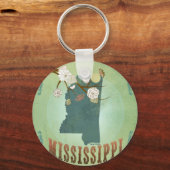 ミシシッピモダンヴィンテージ州の地図 – 緑 キーホルダー (正面)