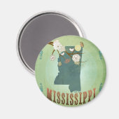 ミシシッピモダンヴィンテージ州の地図 – 緑 マグネット (正面/裏面)