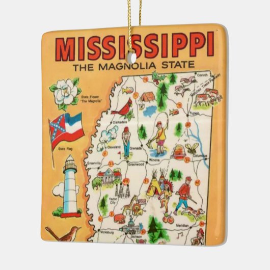 ミシシッピヴィンテージの地図 セラミックオーナメント (左)