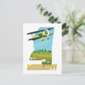 ミシシッピヴィンテージマップ旅行ポスタープリント。 ポストカード (スタンド正面)
