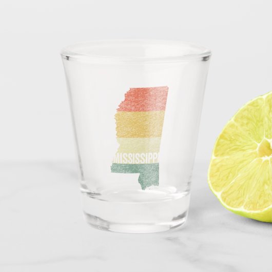 ミシシッピヴィンテージレトロサンセット動揺してマップ ショットグラス (正面)