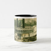 ミシシッピーのローディングの綿、1870年 ツートーンマグカップ (中央)