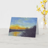 ミシシッピーの挨拶状上の日没 カード (黄色い花)