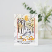 ミシシッピーの木々に降る冬の雪のクリスマス シーズンポストカード (スタンド正面)
