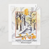ミシシッピーの木々に降る冬の雪のクリスマス シーズンポストカード (正面/裏面)