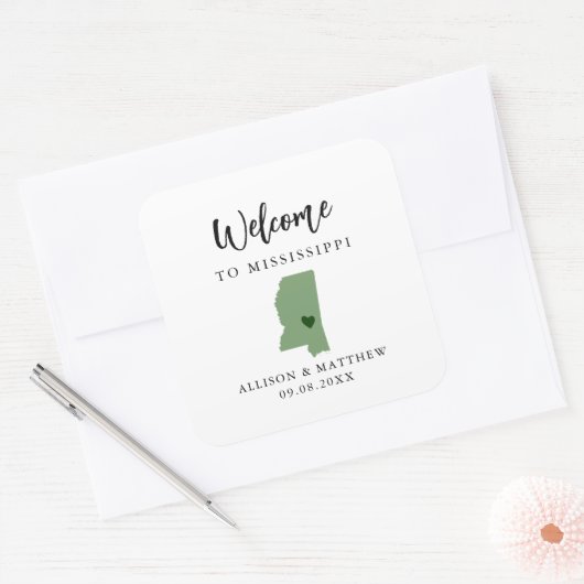 ミシシッピーの結婚歓迎バッグまたは箱 スクエアシール (封筒)