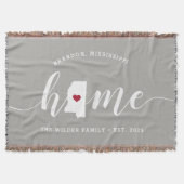 ミシシッピーホーム州 パーソナライズされた スローブランケット (正面)