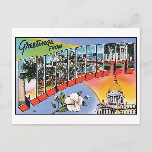 ミシシッピーヴィンテージ葉書からの挨拶 ポストカード (正面)
