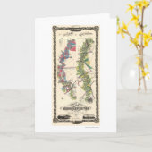 ミシシッピー川の地図1858年 カード (黄色い花)