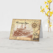 ミシシッピー川の蒸気船 カード (黄色い花)