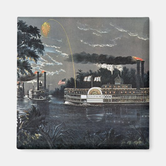 ミシシッピー汽船のベンドの丸め マグネット (正面)