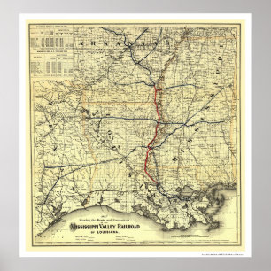 ミシシッピー渓谷鉄道地図1882 ポスター