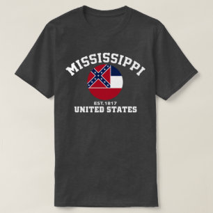 ミシシッピー米国米国東部標準時刻。 1817愛国心が強い旗のTシャツ Tシャツ