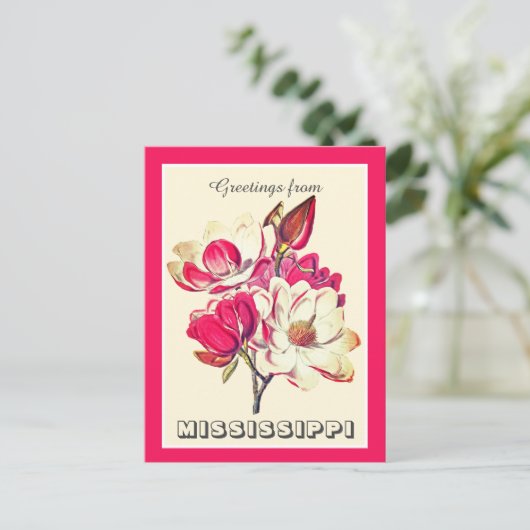 ミシシッピー・マグノリアからのヴィンテージの挨拶 ポストカード (スタンド正面)