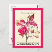 ミシシッピー・マグノリアからのヴィンテージの挨拶 ポストカード (正面/裏面)