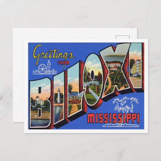 ミシシッピー・ヴィンテージ・トラベルBiloxiからのご挨拶 ポストカード (正面/裏面)