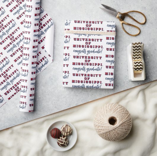 ミシシッピ大学 |ブロックタイプ ラッピングペーパー (クラフト)
