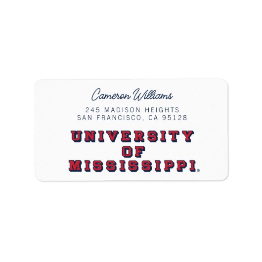 ミシシッピ大学 |ブロックタイプ ラベル (正面)