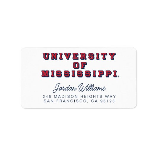 ミシシッピ大学 |ブロックタイプ ラベル (正面)