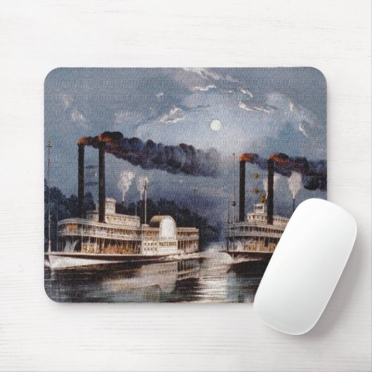 ミシシッピ川で蒸気船レース マウスパッド (マウス)