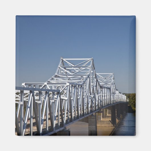 ミシシッピ川にかかるI-20ハイウェイの橋 マグネット (正面)