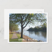 ミシシッピ川のイリノイ州クインシー ポストカード (正面/裏面)