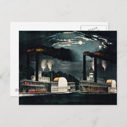 ミシシッピ川のミッドナイトレース ポストカード (正面/裏面)
