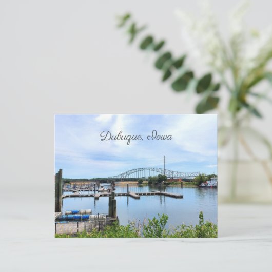 ミシシッピ川の上のアイオワ花嫁ドゥブケ ポストカード (スタンド正面)