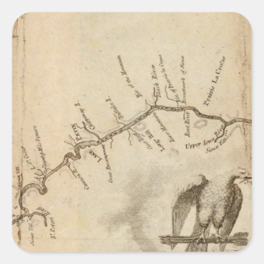 ミシシッピ川の地図 スクエアシール (正面)