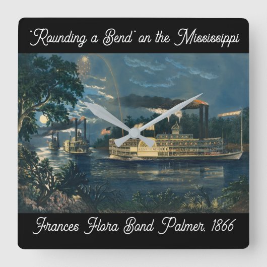 ミシシッピ川の「曲げの丸め」: スクエア壁時計 (正面)