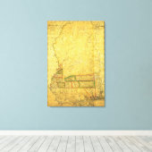 ミシシッピ川パノラママップ キャンバスプリント (インサイチュ (ウッドフロア))