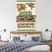 ミシシッピ川ボートヴィンテージ旅行ポスター キャンバスプリント (インサイチュ (寝室))