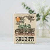 ミシシッピ川ボートヴィンテージ旅行ポスター ポストカード (スタンド正面)