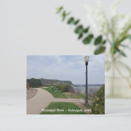 ミシシッピ川、ダブケ、アイオワ州写真はがき ポストカード (スタンド正面)