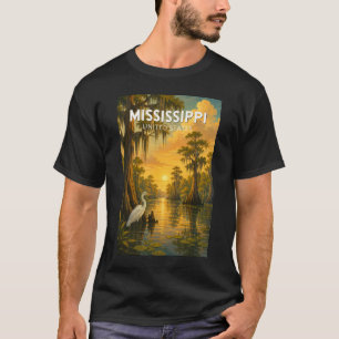ミシシッピ州のイラスト 旅行 アート ビンテージ Tシャツ