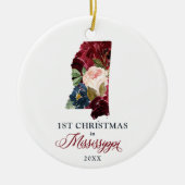 ミシシッピ州の初めてのクリスマス パーソナライズされた セラミックオーナメント (正面)