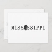 ミシシッピ州の地図の形をした文字　ステート　ワードアート ポストカード (正面/裏面)