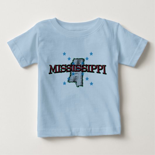ミシシッピ州の地図 ベビーTシャツ (正面)