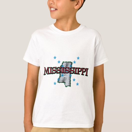 ミシシッピ州の地図 Tシャツ (正面)