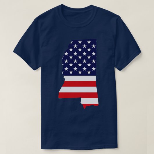 ミシシッピ州の形状フラグの背景 Tシャツ (デザイン正面)