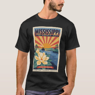 ミシシッピ州イラスト旅行アートヴィンテージ Tシャツ