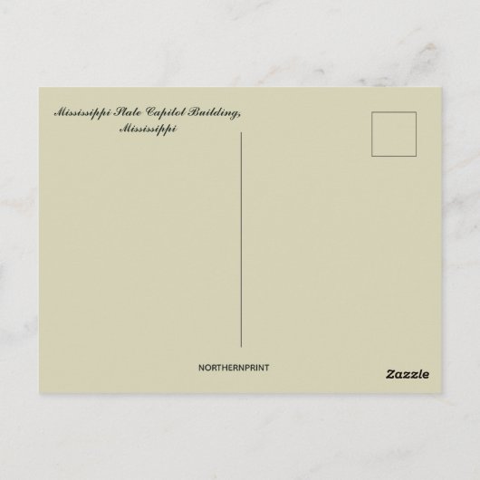 ミシシッピ州キャピトル建物ミシシッピ ポストカード (裏面)