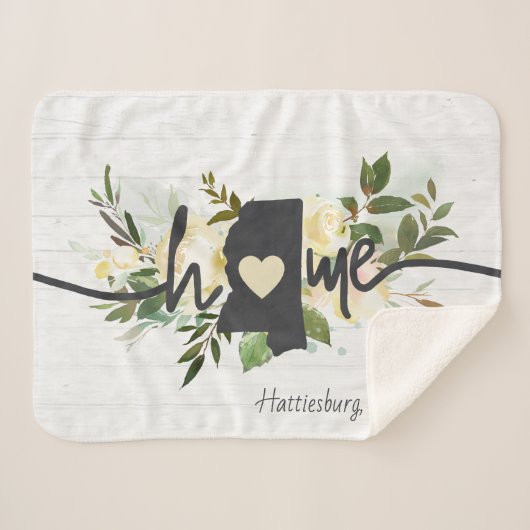 ミシシッピ州パーソナライズされたホームシティ素朴 シェルパブランケット (正面(横))