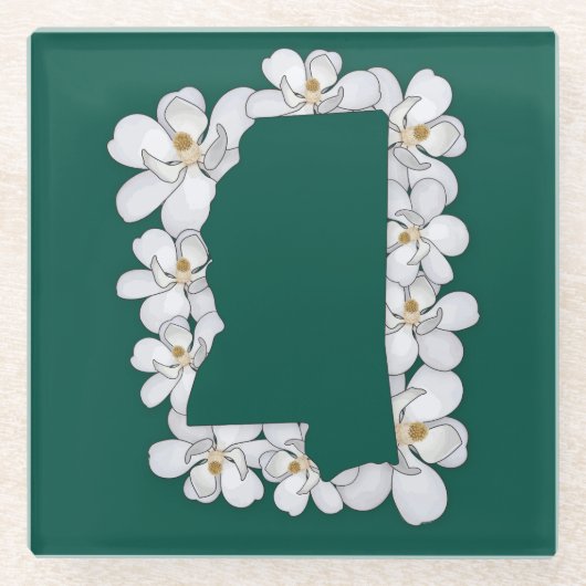 ミシシッピ州フラワーコースター ガラスコースター (正面)